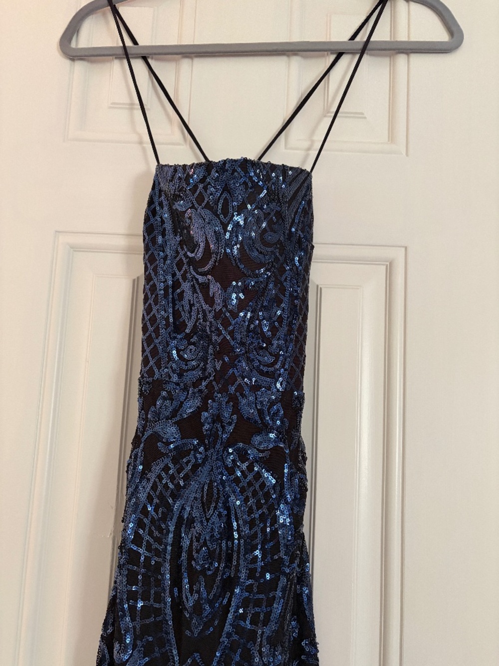 Windsor Rowena Sequin Mermaid Dress, Blue, size 0